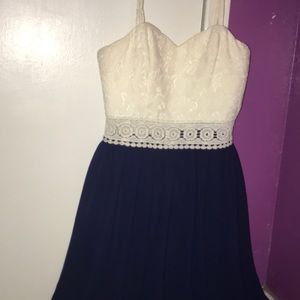 A white and blue dress